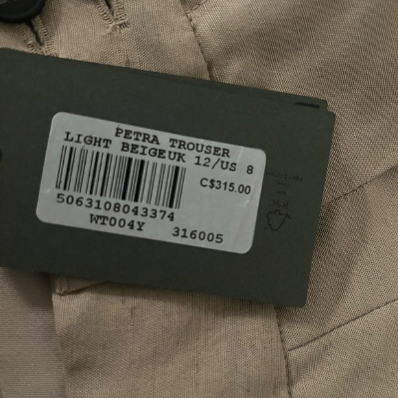 All Saints Petra Trousers Light Beige Size US8 - Picture 2 of 2